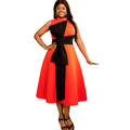 AM040103 O Neck Contrast Color Sleeveless Large Bow a Line Women Prom Dresses