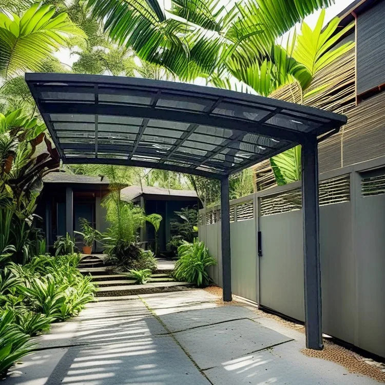 Aluminum Pergola Car Parking Shelter with Durable Polycarbonate Roof Modern Design for Vehicle Protection