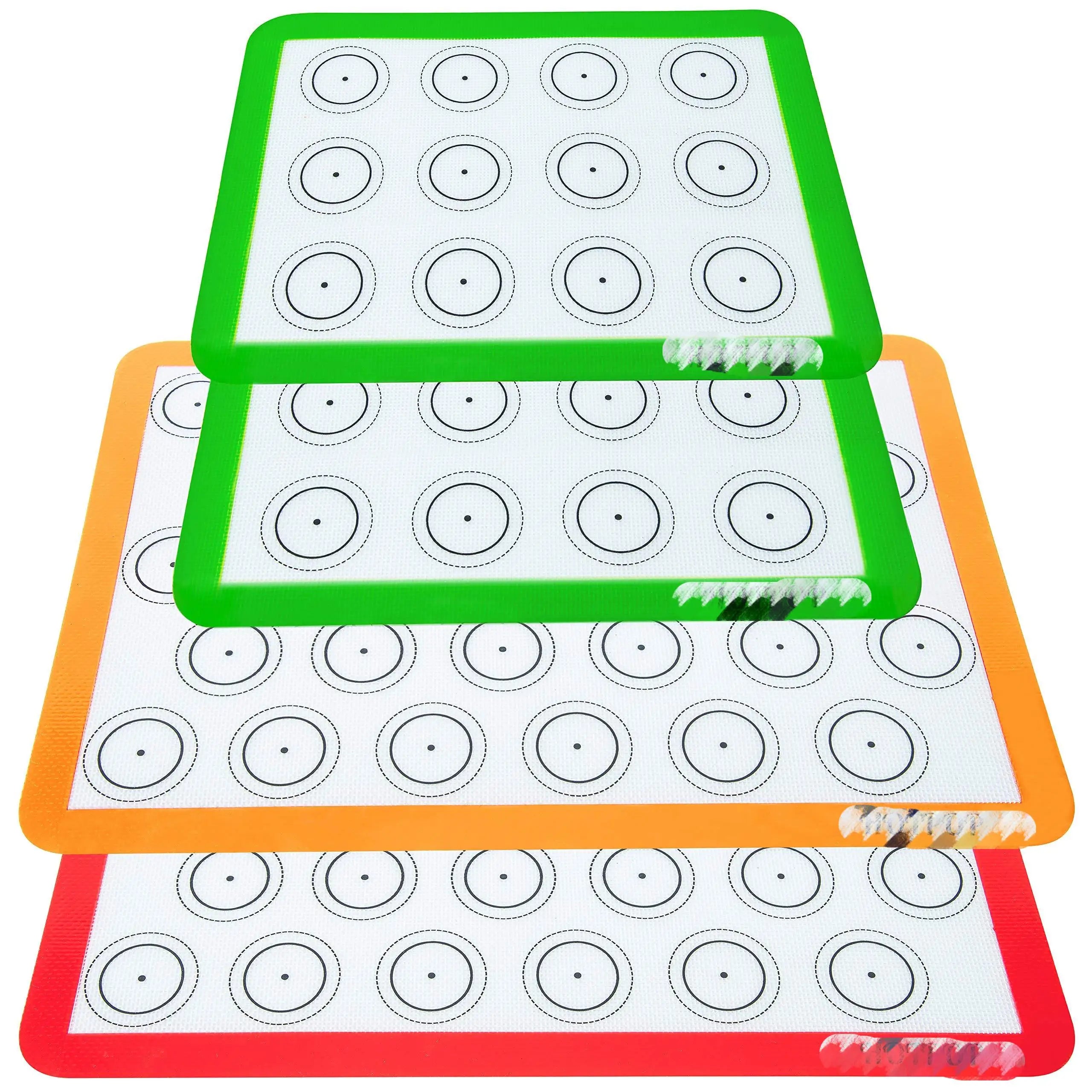 Non-Stick Silicone Sheets for Bake Pans & Rolling with Outlines for Pastries for Macaron/Pastry/Cookie