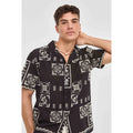 Imperio Shop Casual Summer Breathable Regular Fit Empire Men's Cotton Short Sleeve Shirt Negro with Embroidered Detail