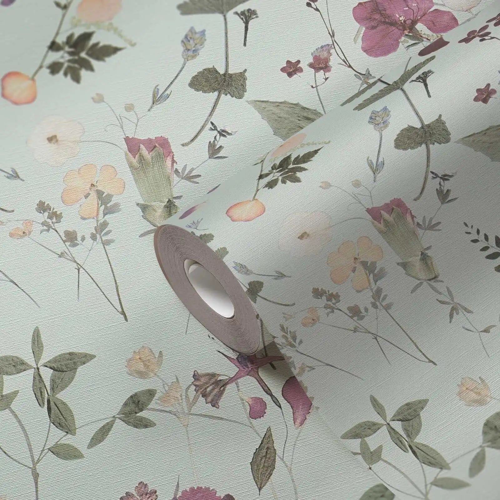 Made Germany Non Woven Vinyl Wallpaper Floral Green Violet Yellow 1005x053m Abrasion-Resistant Light Living Room Kitchen