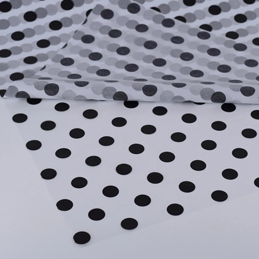Classic Black and White Polka Dots Gift Wrap Apparel Wrapping Tissue Paper Decoupage DIY Silk Paper