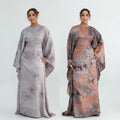 2026 EID Luxury Abaya Women Muslim Dress Butterfly Desgin Kaftan Dress Wrinkle Satin Marble Tie-dye Plus Size Print Abaya
