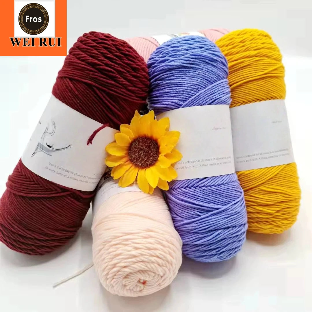 200G Crochet Hand Knitting Yarn 5ply Acrylic Milk Cotton Blended Fancy Yarn for Handknitting