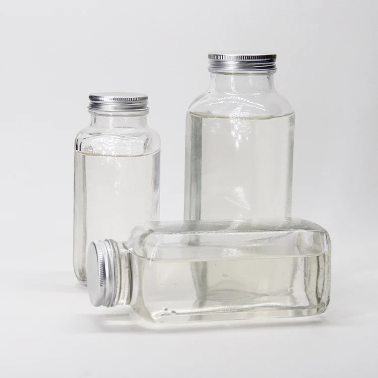 Single Wall Glass Square Bottles for Juice Beverage Milk
