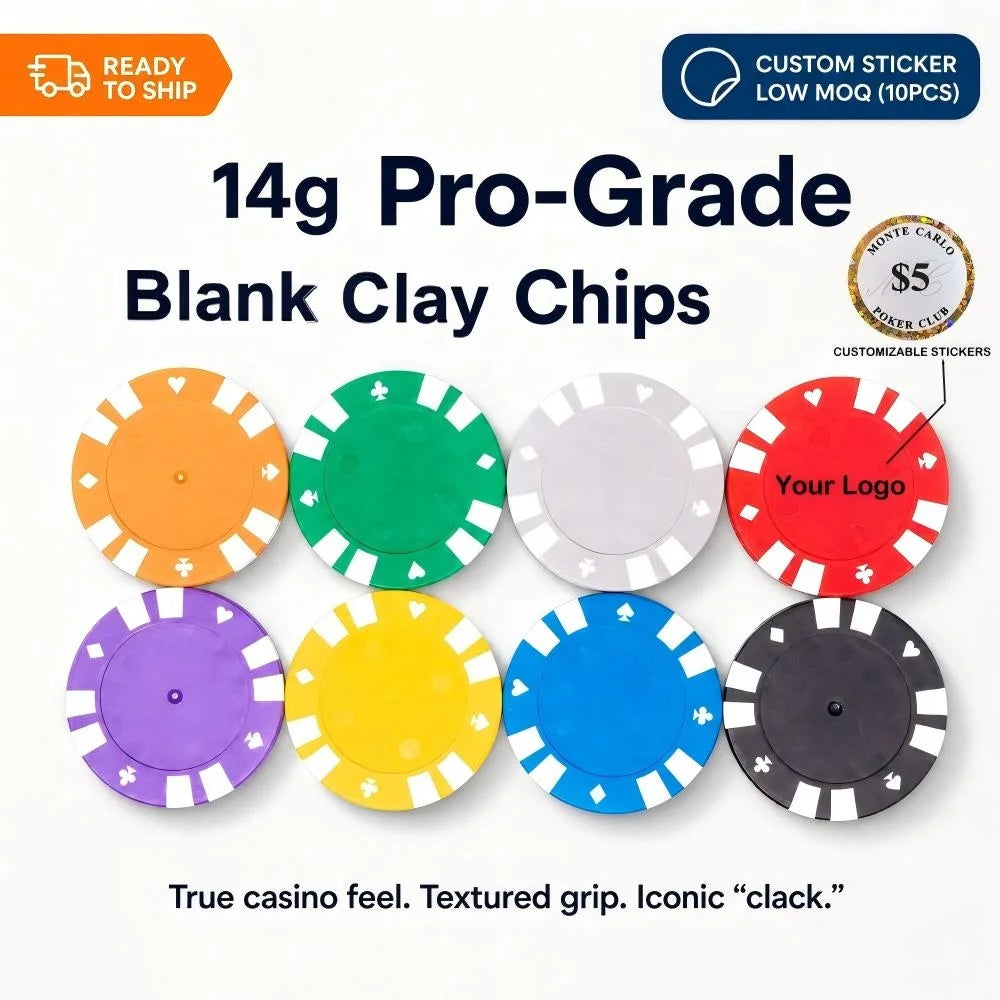 Factory Direct Blank 40mm 14G Clay Poker Chips Custom Logo Sticker Ready Recessed Center Golf Ball Marker Gift for Casino Room MegaBDM