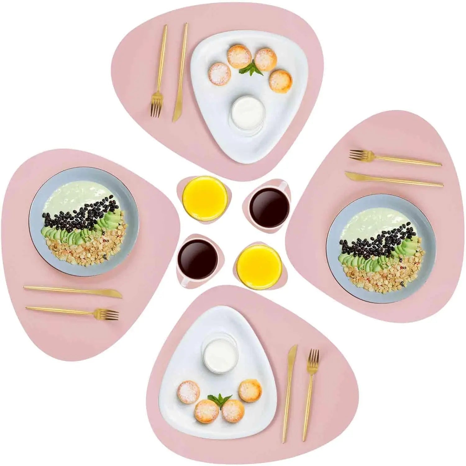 Faux Leather Placemats and Coasters Washable Reversible Placemats Place Mats Waterproof Non-Slip Kitchen Dining Table Mats