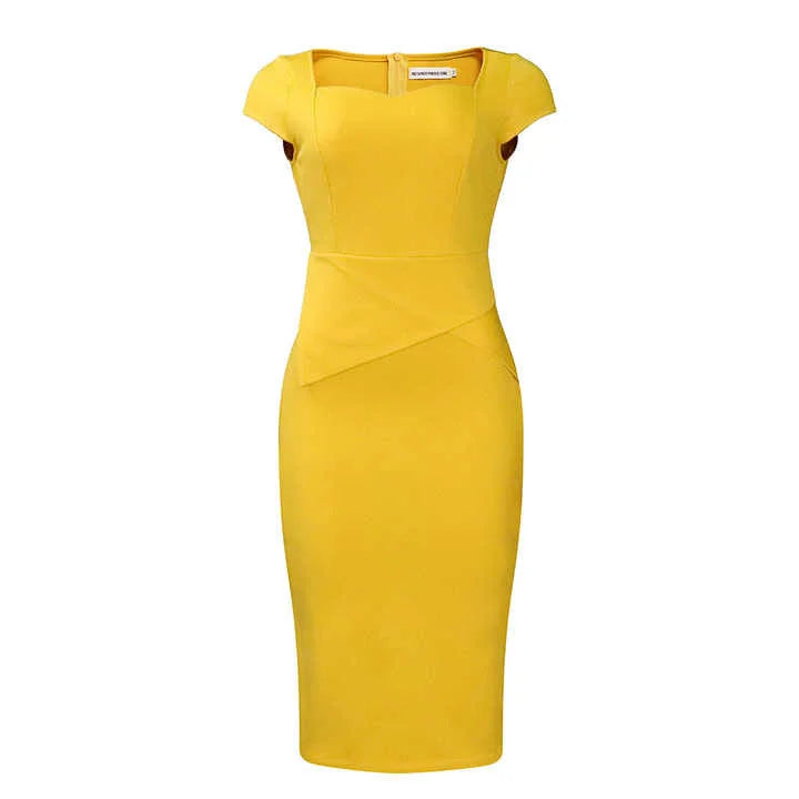 Tailored Career Pencil Dress in Polyester Spandex for Sleek Office Look and Comfortable  Sleek Stretch Fit