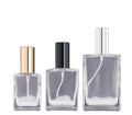30ml 50ml 100ml Refillable Flat Rectangular Glass Perfume Bottle with Press Spray Atomizer Screw Cap for Cosmetic Use