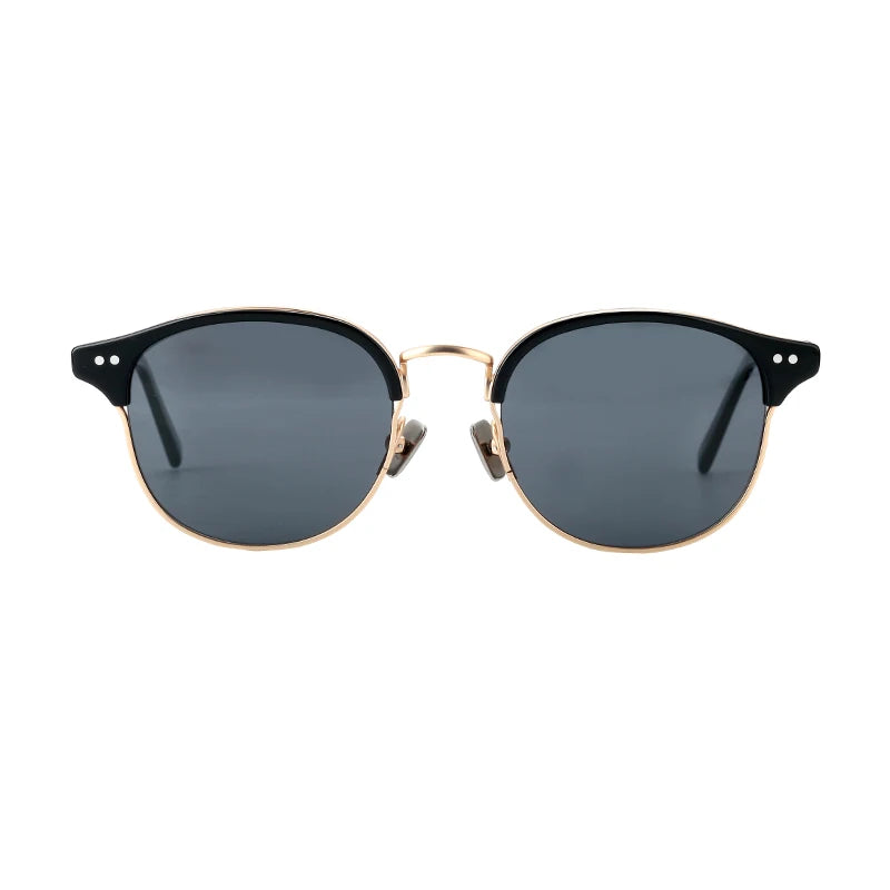 Japanese Style Retro Mazzucchelli Premium Round Acetate Metal Frame Polarized Sunglasses Fashion Men Women Gray Clear
