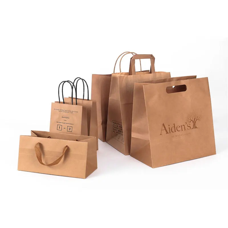 MU Factory Selling Brown Kraft Paper Bag Custom Logo Kraft Paper Bag Shopping Gift Reusable Paper Bag
