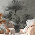 Germany Made Photo Wallpaper Murals Floral Grey Non Woven Vinyl Wall Mural Removable Large Format for Bedroom Hospital Use