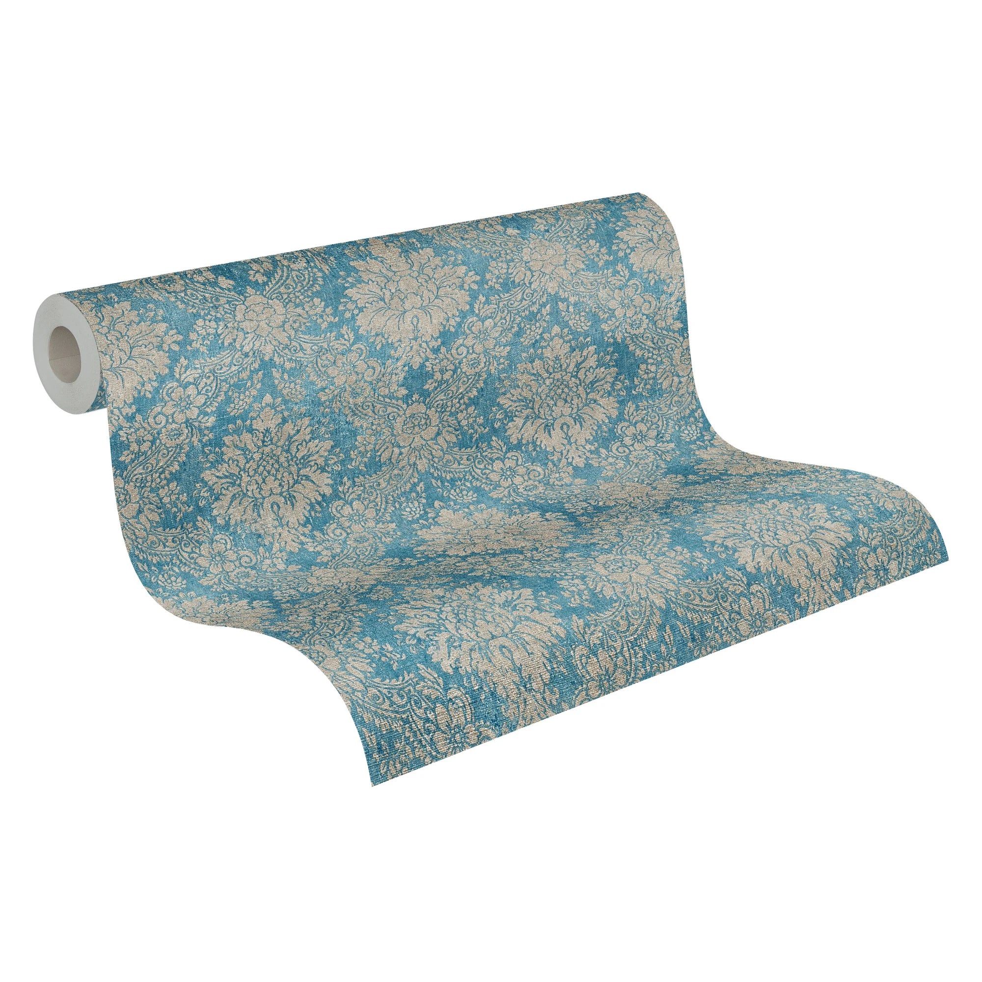 Made Germany Modern Pre-Pasted Wallpaper Rolls Damask Blue Brown Non Woven Vinyl Luxury 1005 X 053 m for Living Room Hotel Use