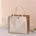 Wholesale Bolsas Yute Reusable Linen Hemp Hessian Grocery Burlap Jute Tote Bag with Front Pocket for Gifts Shopping