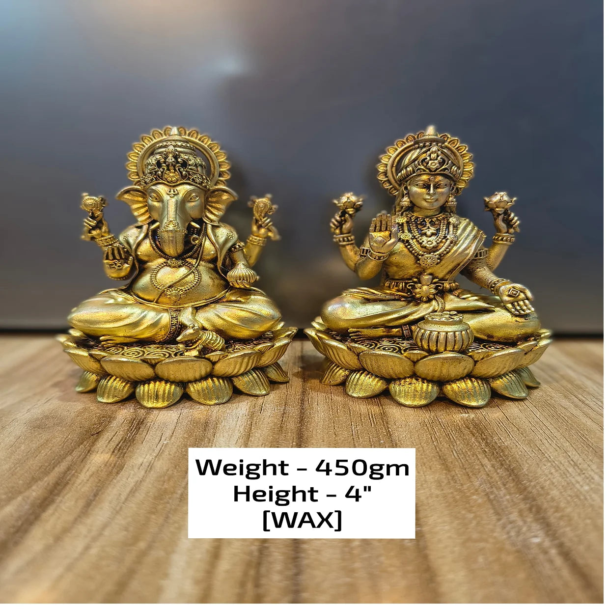 Custom Made Artistic Religious Statues Lord Ganesha Laxmi Resin 50 Grams Weight 4 Inch Height Hand-Painted Art Collectible Home