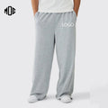 OEM Heather Grey Lightweight 100% Cotton Woolen Mid Distressed Bottom Sweatpants Breathable Loose Man Baggy Embroidery High