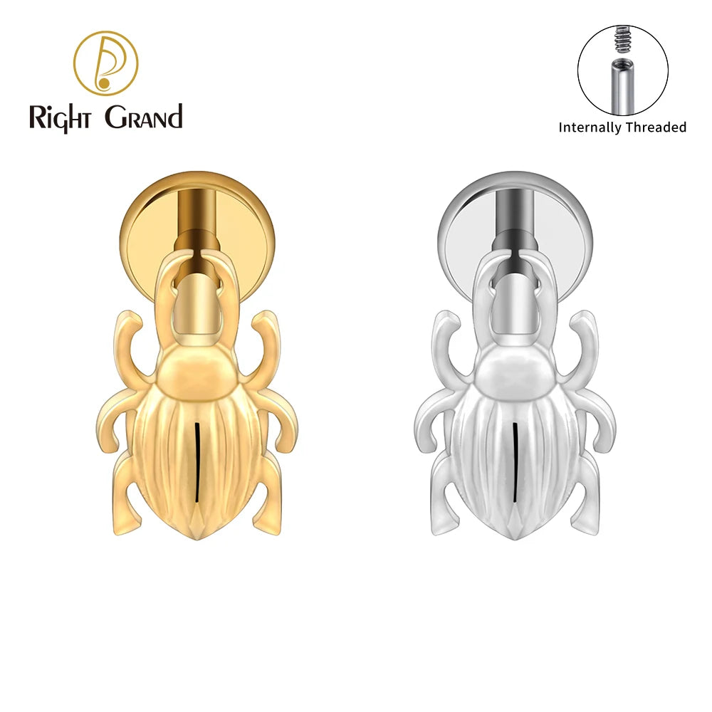 Titanium Internal Thread Insect Stud Earring Helix Stud Tragus Cartilage Labret Monroe Piercing Jewelry MegaBDM