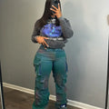 Women's Vintage Casual Summer Breathable Denim Overalls-Stylish Trendy Multi-Pocket High-Waisted Straight-Leg