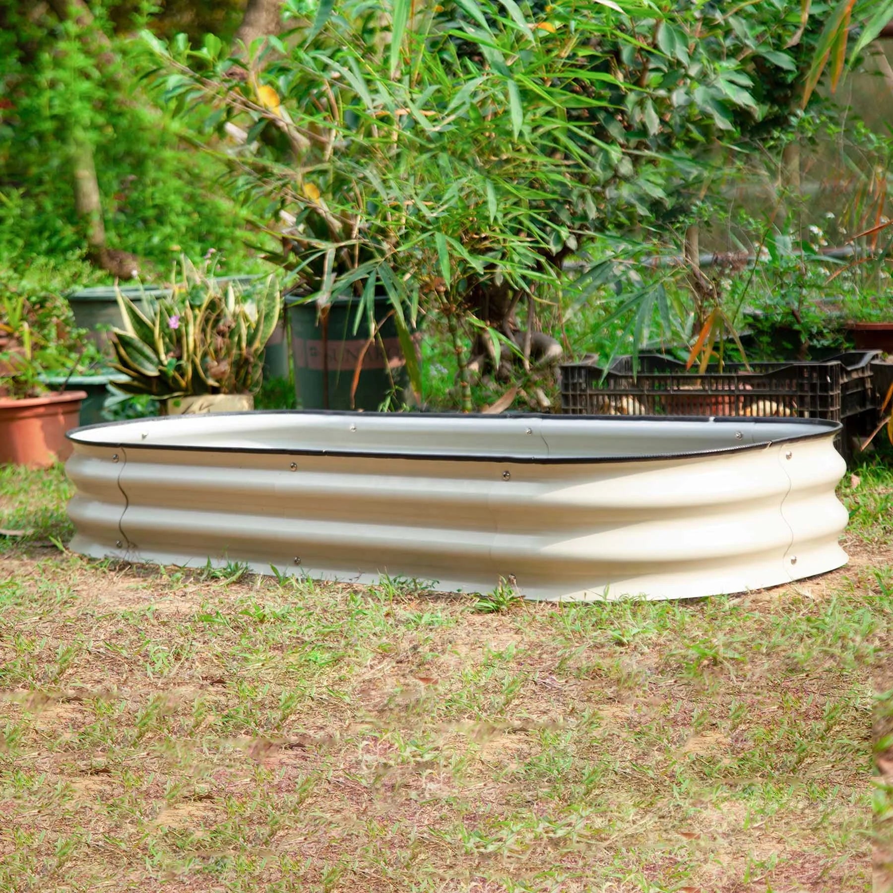 Wholesale Gardening 8'' Tall 4-in-1 White Modular Corrugated Metal Raised Garden Bed Planter Box Kit