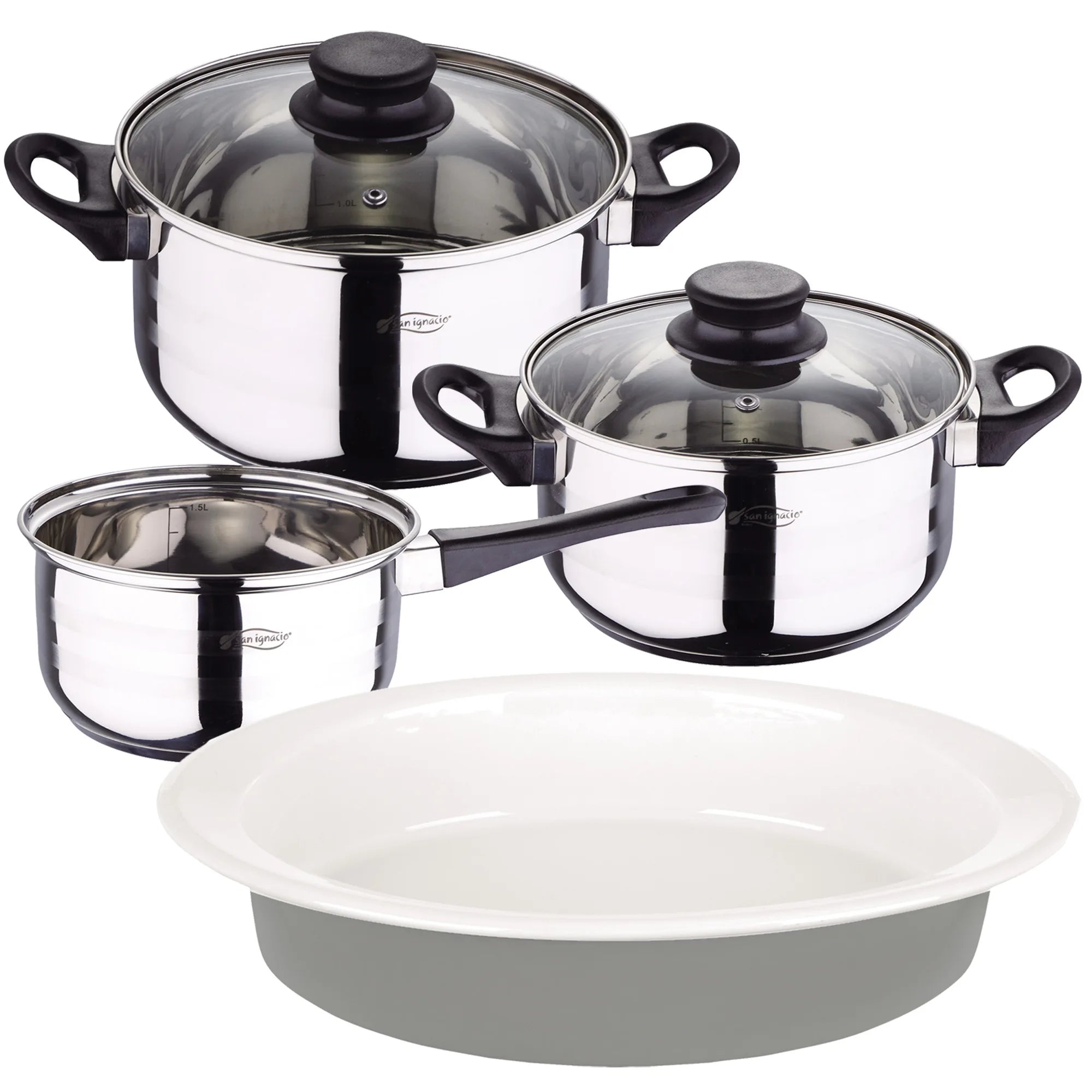 5 PIECE COOKWARE SET + 36CM OVAL SERVING DISH
