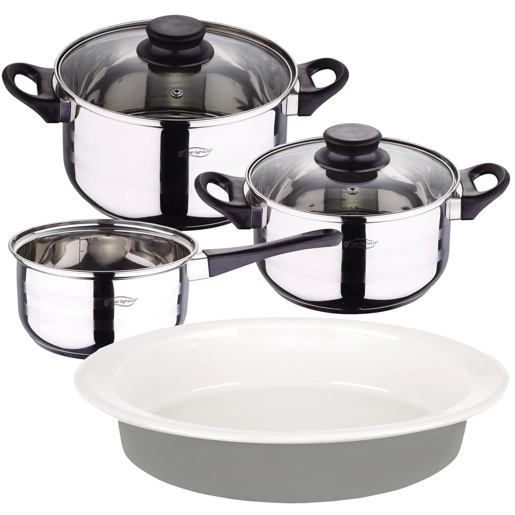 5 PIECE COOKWARE SET + 36CM OVAL SERVING DISH