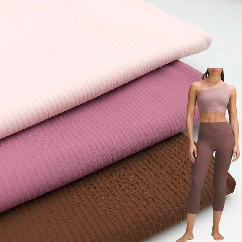 Hot Selling Products Breathable Elastane Knitted 4 Way Stretch Lulu Stripe Nylon Spandex Fabric for Yoga and Sportswear