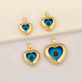 QIKU Wholesale 18K Gold Plated Heart & Evils Eye Charms Elegant Small Cute Pendant for Jewelry Necklace Making