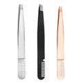 Stainless Steel Multifunctional Eyebrow Tweezers Slanted Tip Reusable Eco-Friendly Lightweight Custom Logo Option Custom Made