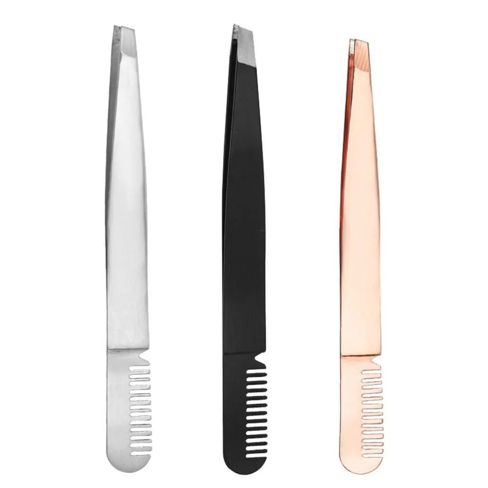Stainless Steel Multifunctional Eyebrow Tweezers Slanted Tip Reusable Eco-Friendly Lightweight Custom Logo Option Custom Made