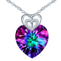 Wholesale 925 Sterling Silver Heart Crystal Pendant Necklace Mother Daughter Jewelry Gift for Women
