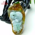 Myanmar Natural a Type Jadeite Jade Pendant Double Color Yellow Jadeite Eight Broken Picture Emerald Pendant 50.00