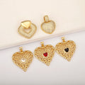 QIKU Gold Plated Metal Heart Charm with Zircon Rhinestone Luxury Designer Pendant for DIY Jewelry Making Wholesale Accessories
