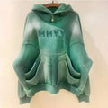 Wholesale Men's Acid Wash Distressed Hoodie Custom Vintage Full Face Zip New Design Drop Shoulder Streetwear Letter Winter