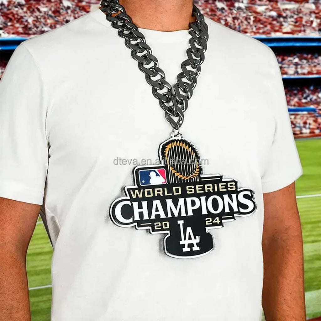 Customizable MVP Letter Necklace for Sport Fans Oversized Shining Acrylic Reflective Plastic Chain Cartoon Football Champion