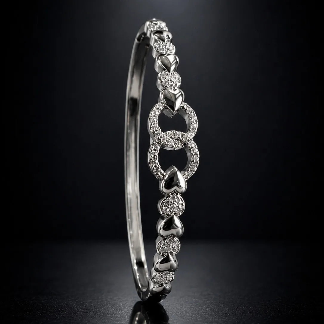 Resoul Hearts Zircon Women Designer Bracelet Waterproof Hypoallergenic Tarnish Free Bangles Bridal Wedding Jewelry MegaBDM