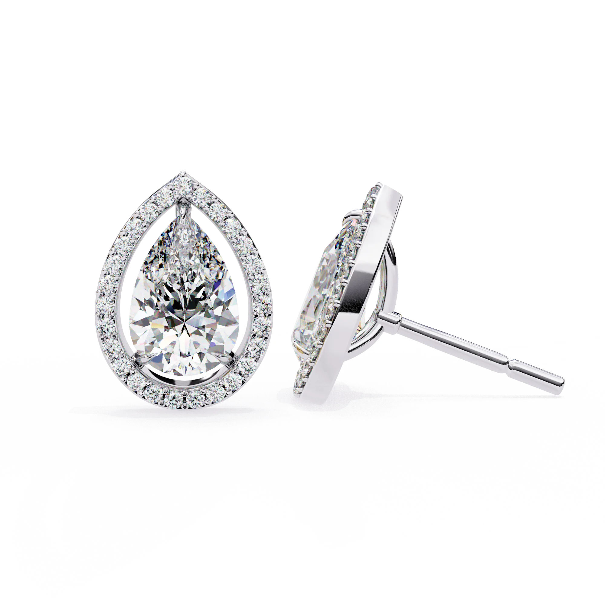 0.81 CT Pear Cut Diamond Earrings Rose Gold Prong Set Screw Back Pear Halo Stud Natural Stone IGI Certified Party Gift