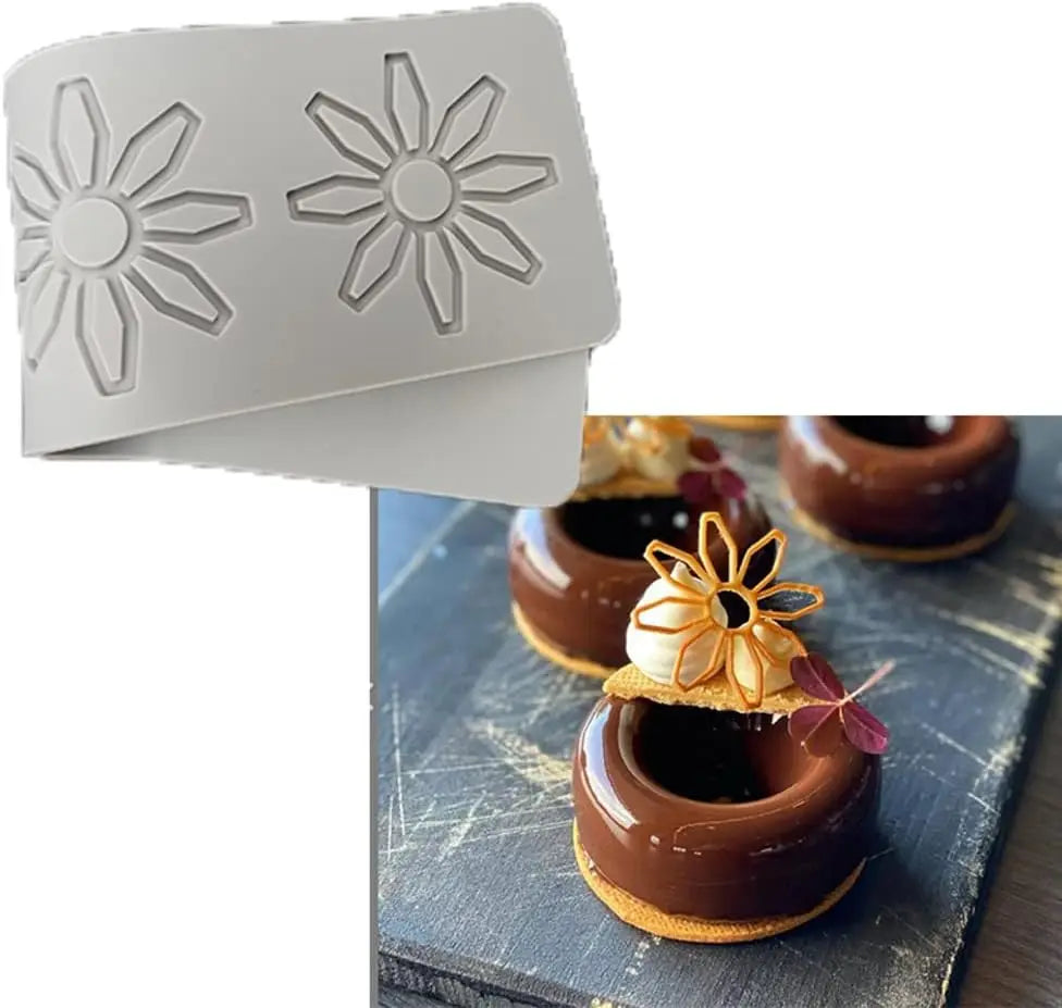 4 Holes Small Daisies Cake Fondant Impression Mat Lace Texture Embossing Mat for Cake Decorating