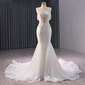 Jancember 241042 Illusion Pearls Sleeveless Mermaid Wedding Gowns Dresses