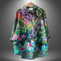 2025 New Summer Women's Stylish Comfortable Casual Loose-Fit Colorful Printed Rolled-Collar Blouse