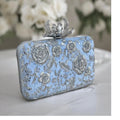 Custom Made Turquoise Colored Hand Embroidered Waterproof Fashion Autumn Evening Purses Clutches Button Closure Microfiber
