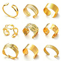 Classic 3D Texture Open Bangle 18K Gold Plated Stainless Steel Bracelet for Women Waterproof Non Tarnish Jewelry Wholesale MegaBDM
