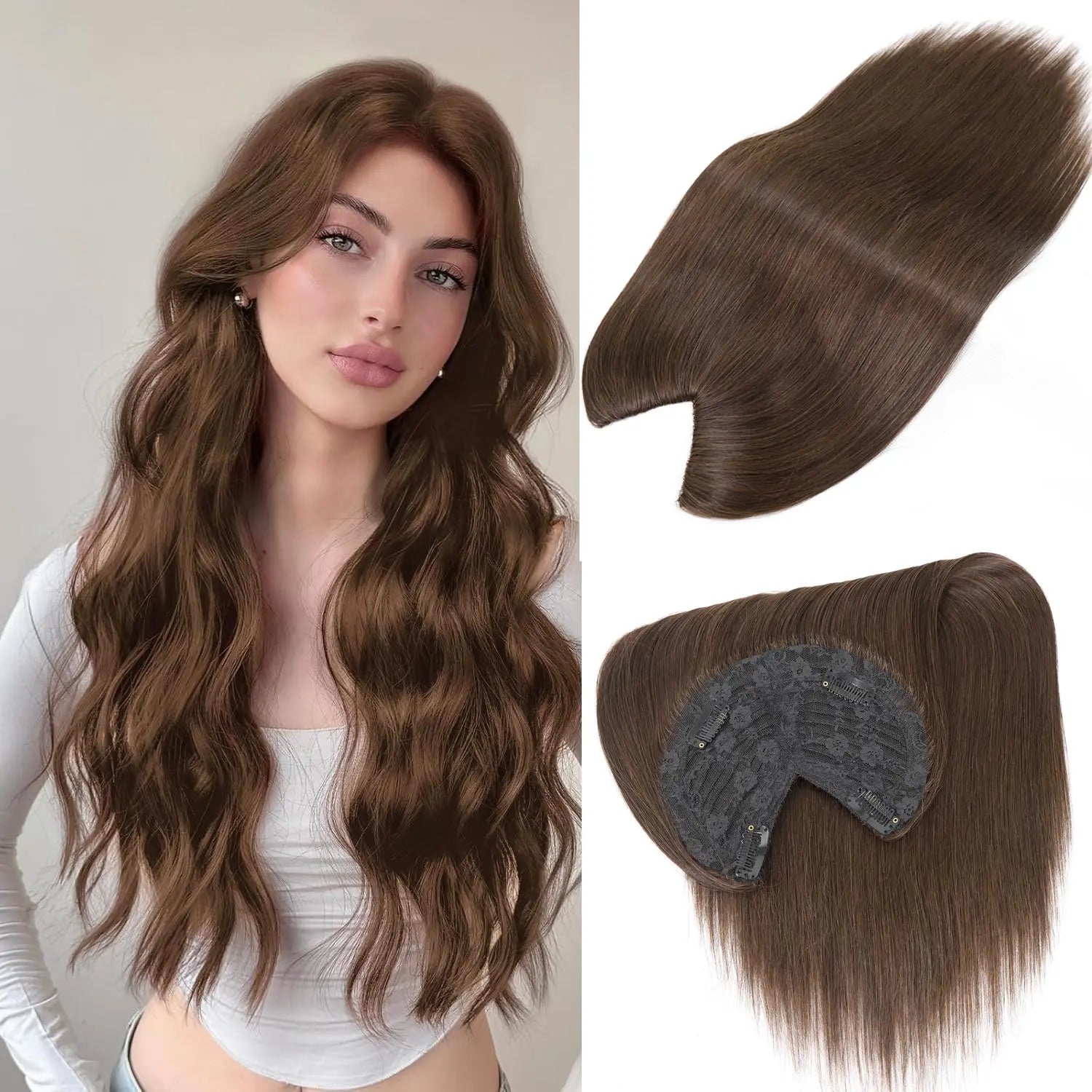 V Part Topper Human Hair Clip in Hair Extensions V Shape U Part One Piece Clip in Remy Real Human Hair Extensions 3/4 Full Head