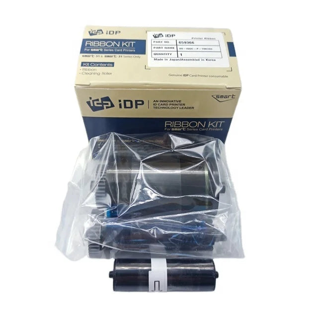 IDP SMART 659366 YMCKO Card Printer Ribbon for IDP Smart 51 & 31 Printers Color Printer Use 250 Prints/Roll