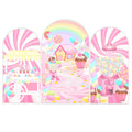 Ice Cream Donut Arch Backdrop Cover Sweet Shop Theme Ballooned Boog Photo Booth Backdrop Elastic Fabric Baby Shower Party Decor