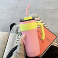 New Arrival  Large Capacity 850ml Custom Travel Mug Sublimation Blank Adventure Stainless Steel Cup With Handle and Straw