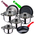 SAN IGNACIO Dina 8-piece stainless steel cookware set with frying pans (18/22/26 cm) and SAN IGNACIO Jolie forged aluminum pans