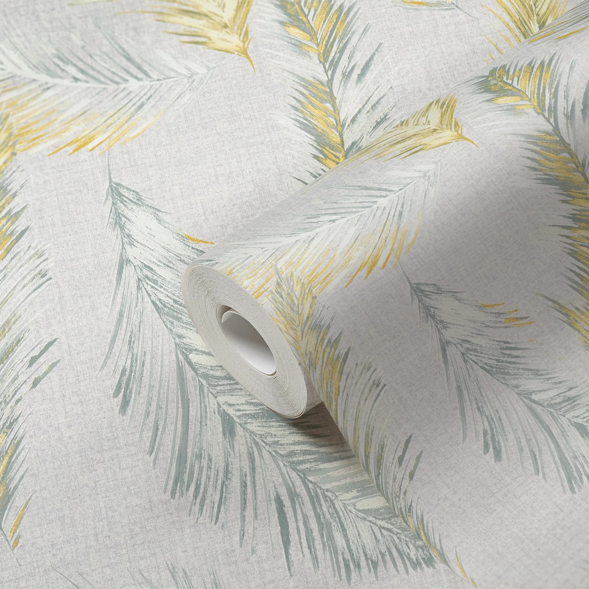 Germany Made Modern Wallpaper Rolls Yellow Grey Non Woven Vinyl Floral Abrasion-Resistant Light Resistant Kitchen Bedroom Living