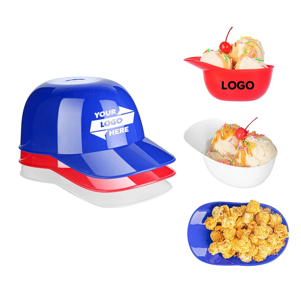Custom Logo 8oz Mini Plastic Baseball Cap Ice Cream Bowl Reusable Sundae Dish for Promotional Activities