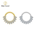 Titanium 16G CZ Hinged Clicker Segment Hoop Ring Double Row CZ Daith Earring Septem Nose Piercing Jewelry