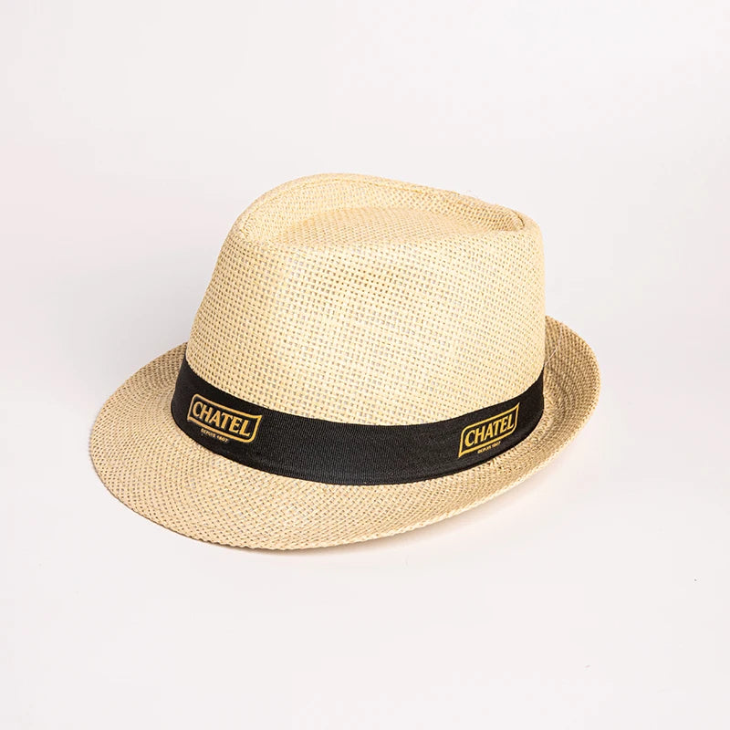 Custom Logo Summer Sun Panama Beach Hat With Wide Brim Quality Cowboy Straw Visor Printed Woven Technique Hot Sale for Travel